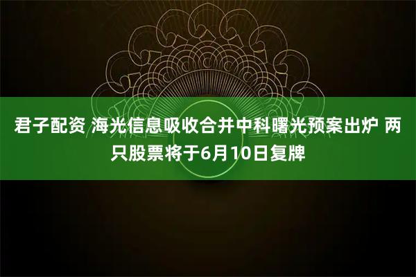 君子配资 海光信息吸收合并中科曙光预案出炉 两只股票将于6月10日复牌
